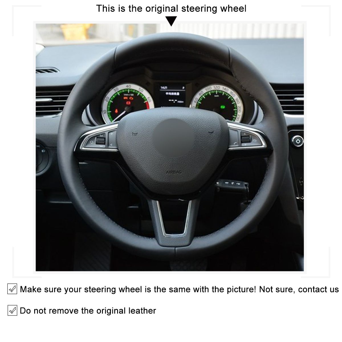 Loncky Auto Custom Fit OEM Black Genuine Leather Car Steering Wheel